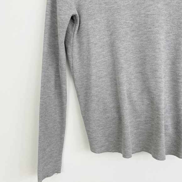 Urban Outfitters Project Social Gray Waffle Faux Wrap Long Sleeve Top Size Small - Picture 10 of 14